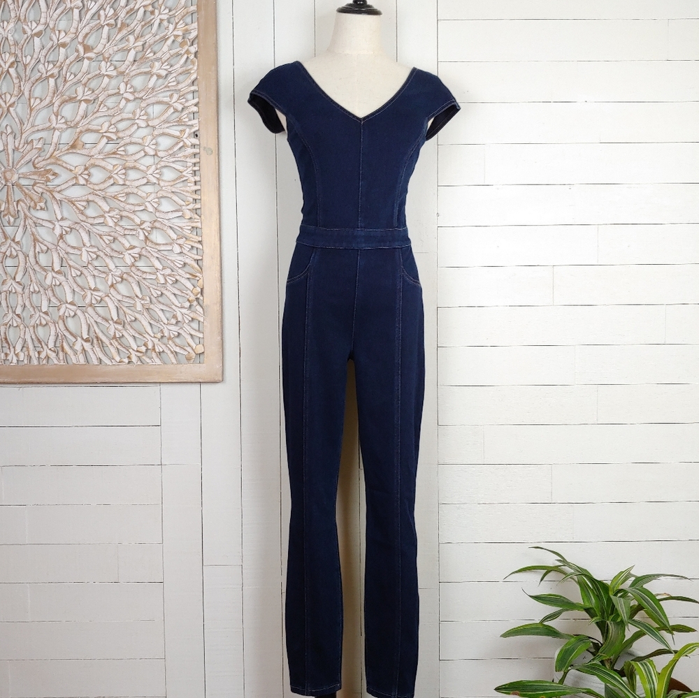 GUESS Vivian Blue Denim Jumpsuit Size S
